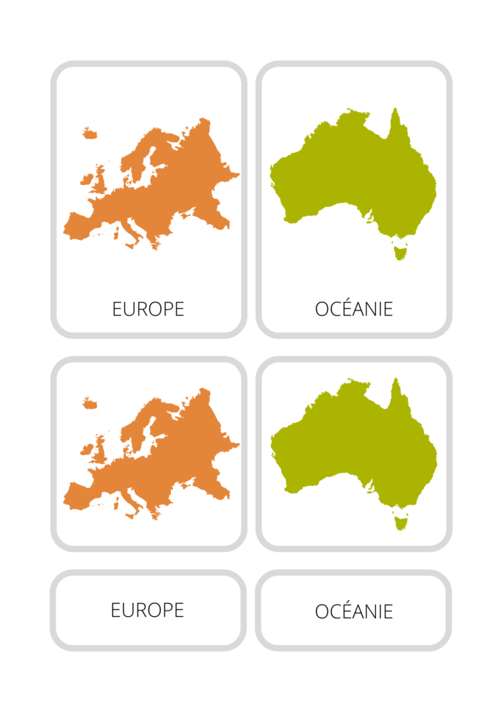 Carte de Nomenclature des continents pour enfants