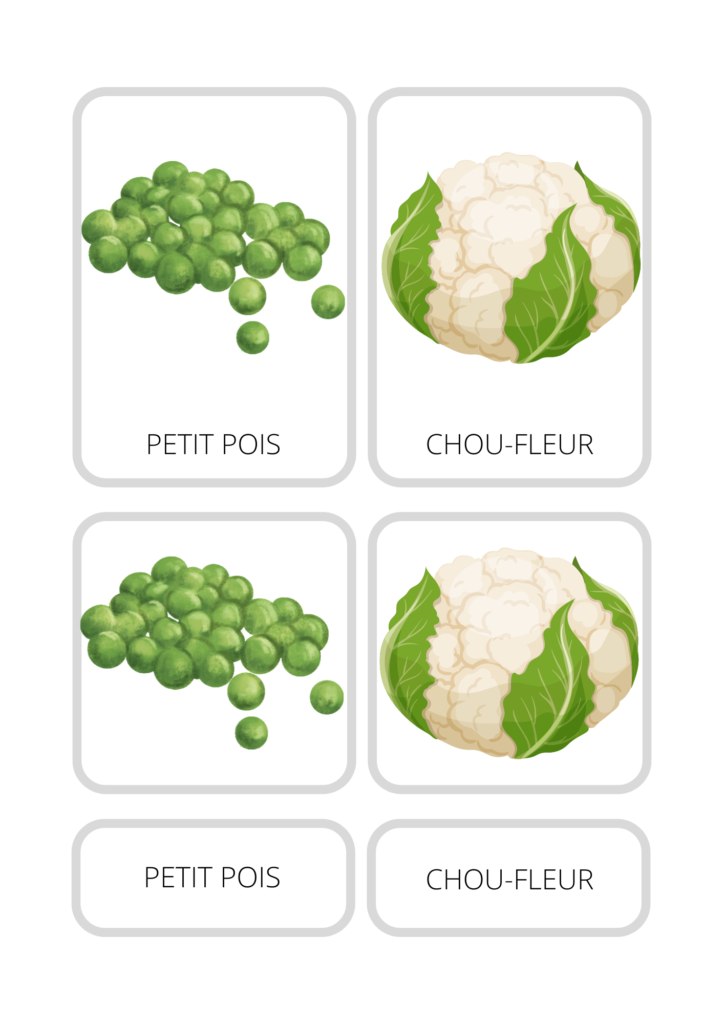 Jeu de carte éducatif légumes en PDF