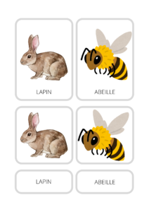 Jeux de carte éducatifs à imprimer animaux de la ferme PDF